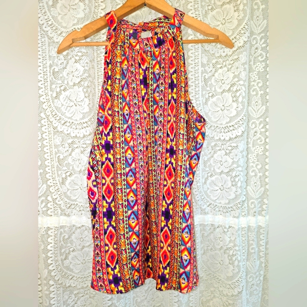 Life Style Petite Sleeveless Blouse, Colorful Womens Top, Dress Shirt